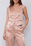 Dusty Rose dwuczęściowe damskie garnitury z dekoltem w serek i kieszenią