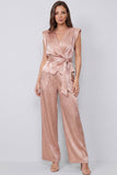 Dwuczęściowe damskie garnitury Dusty Rose z pasem