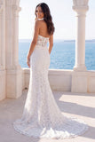 Suknia ślubna Halter Ivory Mermaid Floral Sweep Train