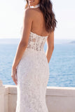 Suknia ślubna Halter Ivory Mermaid Floral Sweep Train