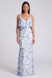 Syrena jasnozielona w kwiaty maxi