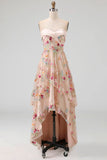 Sukienka Sweetheart Champagne A-Line A Tiul High-Low Flower Mother Of Bride