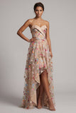 Sukienka Sweetheart Champagne A-Line A Tiul High-Low Flower Mother Of Bride