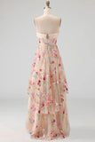 Sukienka Sweetheart Champagne A-Line A Tiul High-Low Flower Mother Of Bride