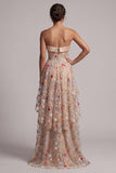 Sukienka Sweetheart Champagne A-Line A Tiul High-Low Flower Mother Of Bride