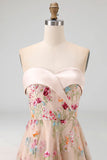 Sukienka Sweetheart Champagne A-Line A Tiul High-Low Flower Mother Of Bride