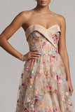 Sukienka Sweetheart Champagne A-Line A Tiul High-Low Flower Mother Of Bride