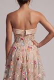 Sukienka Sweetheart Champagne A-Line A Tiul High-Low Flower Mother Of Bride