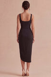 bodycon Midi z grubymi ramiączkami – formalna sukienka z rozcięciem