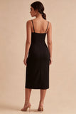 formalna sukienka z ramiączkami Midi Spaghetti Bodycon z rozcięciem