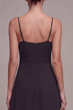 Sukienka A Line Spaghetti Straps Midi Black Tie z falbanami