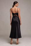 syrena ze spaghetti straps – sukienka midi formalna z koronką