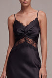 syrena ze spaghetti straps – sukienka midi formalna z koronką