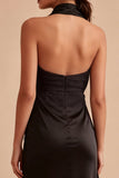 Strój formalny Midi Black Mermaid z rozcięciem z osłoną na ramię