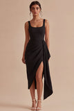 Scoop Bodycon Midi z marszczami i szarfą