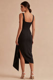 Scoop Bodycon Midi z marszczami i szarfą