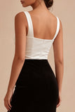 Suknia formalna Mermaid Black and White Colorblock Square Neck i rozcięciem