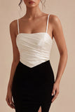 Elegancka sukienka z cienkim rozcięciem w stylu Mermaid Black and White Spaghetti Straps