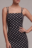 Czarno-biała sukienka z ramiączkami Spaghetti Midi Polka Polka Dots