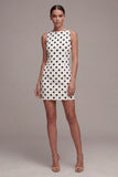 Biała kropka z dekoltem Bateau Body-Dress Dress Dress Graduation