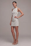 Biała kropka z dekoltem Bateau Body-Dress Dress Dress Graduation