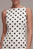 Biała kropka z dekoltem Bateau Body-Dress Dress Dress Graduation