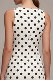Biała kropka z dekoltem Bateau Body-Dress Dress Dress Graduation