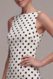 Biała kropka z dekoltem Bateau Body-Dress Dress Dress Graduation