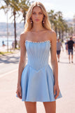 Sweetheart Fuchsia Pearls Corset A-line satynowa sukienka na homecoming