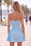 Sweetheart Fuchsia Pearls Corset A-line satynowa sukienka na homecoming