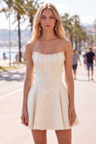 Sweetheart Fuchsia Pearls Corset A-line satynowa sukienka na homecoming