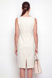 Ivory Bateau Bodycon Midi Work Dress z rozcięciem