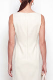 Ivory Bateau Bodycon Midi Work Dress z rozcięciem