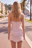 Sweetheart Pink Bodycon Homecoming sukienka z koralikami