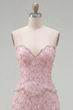 Sweetheart Pink Bodycon Homecoming sukienka z koralikami