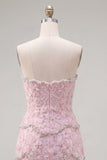 Sweetheart Pink Bodycon Homecoming sukienka z koralikami