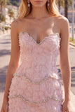 Sweetheart Pink Bodycon Homecoming sukienka z koralikami