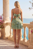 Sukienka na bal homecoming w kształcie A-Line Dusty Sage Tille Floral