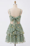 Sukienka na bal homecoming w kształcie A-Line Dusty Sage Tille Floral