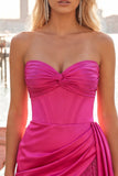Bordowy bodycon Sweetheart Corset, marszczany i frędzlowy sznurowak na plecach