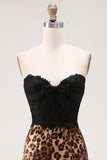 Czarno-lamparta dopasowana sukienka Sweetheart Short Homecoming