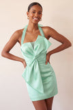 Body-mint green z satynowym sznurowaniem na plecach z plecami i kokardą