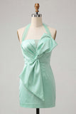Body-mint green z satynowym sznurowaniem na plecach z plecami i kokardą