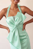 Body-mint green z satynowym sznurowaniem na plecach z plecami i kokardą