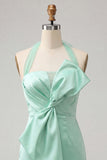 Body-mint green z satynowym sznurowaniem na plecach z plecami i kokardą