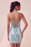 Bodycon Light Purple z cekinami na ramię i sznurowanim na plecach sukienki na bal