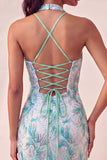 Bodycon Light Purple z cekinami na ramię i sznurowanim na plecach sukienki na bal
