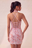 Bodycon Light Purple z cekinami na ramię i sznurowanim na plecach sukienki na bal