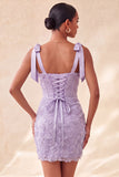 Dusty Sage Bodycon Gorset Peals Kwiatowe Paski z kokardami Sukienka na Homecoming z koronką na plecach