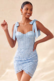 Dusty Sage Bodycon Gorset Peals Kwiatowe Paski z kokardami Sukienka na Homecoming z koronką na plecach